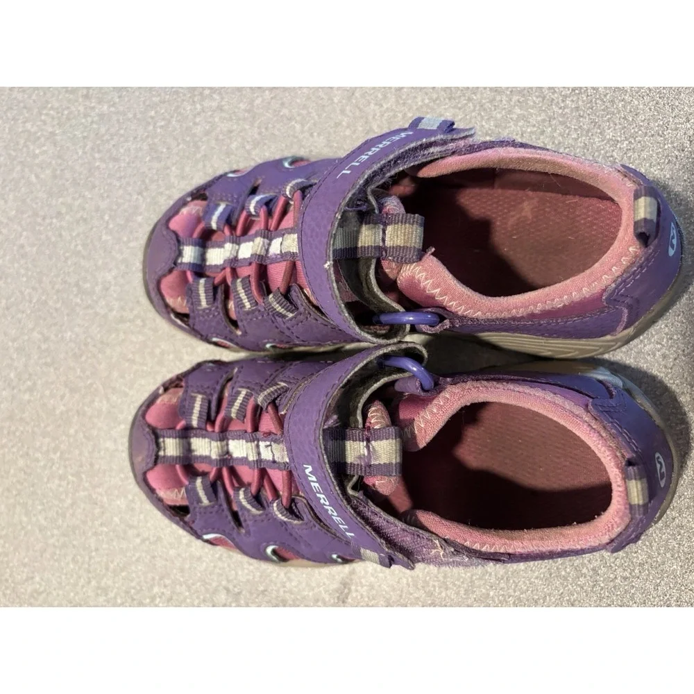 Merrell Girls Purple Pink Fisherman Sandals Closed Toe Lightweight SZ‎ 12
